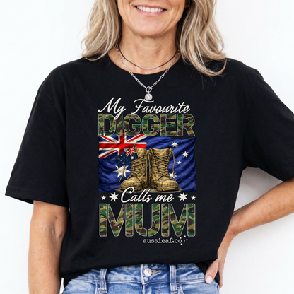 My Favourite Digger Calls Me Mum - Australia Flag Unisex FRONT Print Shirt