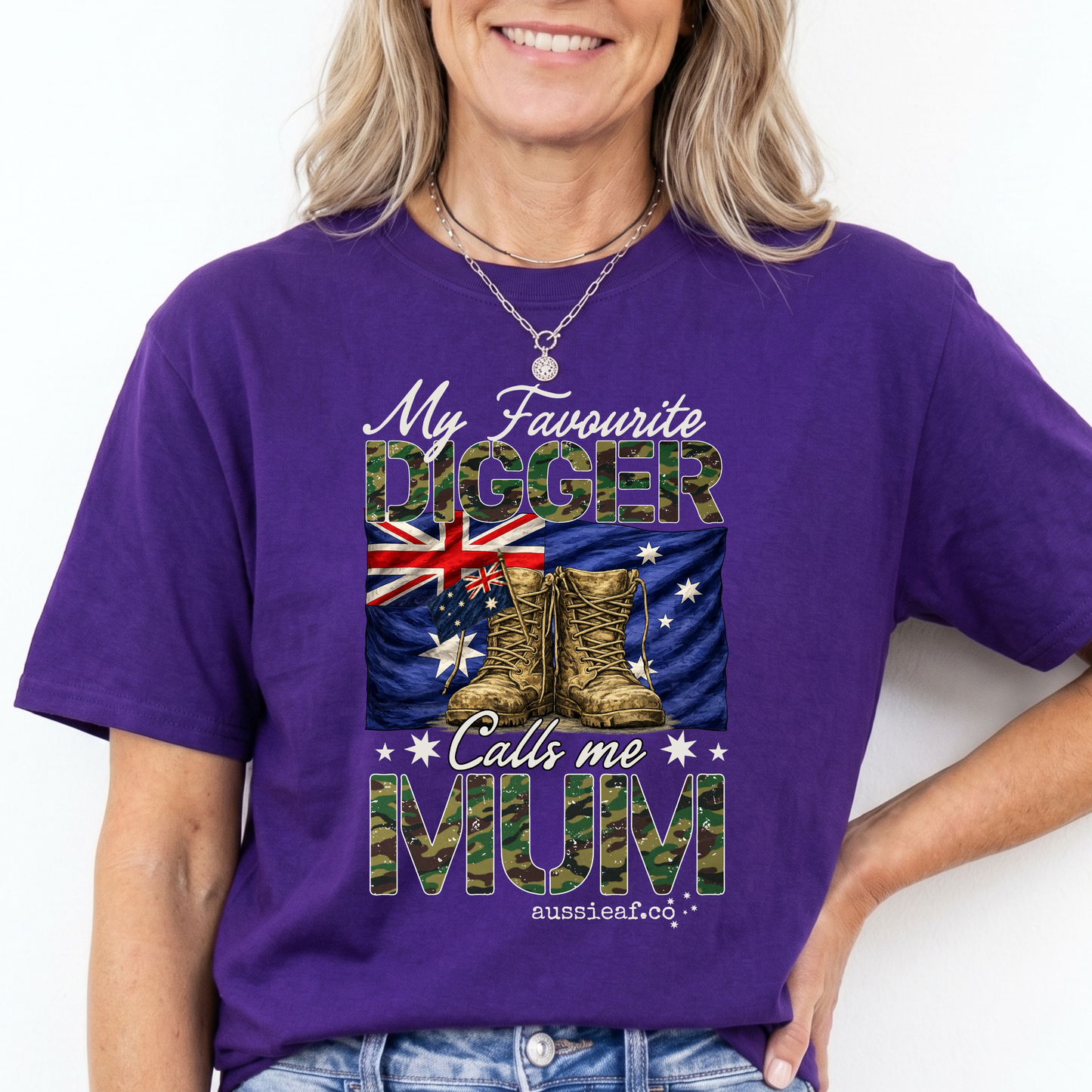 My Favourite Digger Calls Me Mum - Australia Flag Unisex FRONT Print Shirt