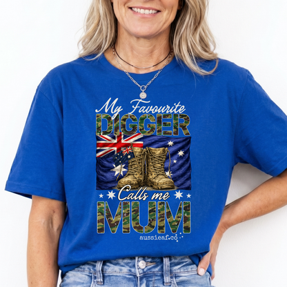 My Favourite Digger Calls Me Mum - Australia Flag Unisex FRONT Print Shirt