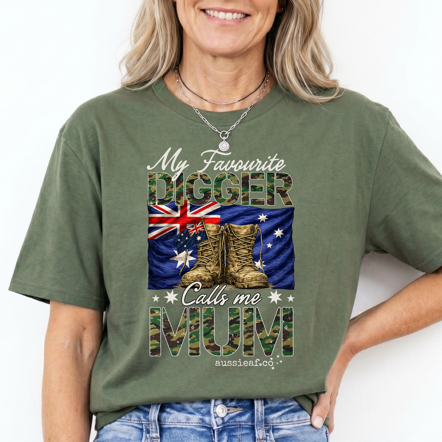 My Favourite Digger Calls Me Mum - Australia Flag Unisex FRONT Print Shirt