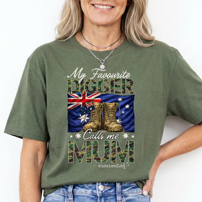 My Favourite Digger Calls Me Mum - Australia Flag Unisex FRONT Print Shirt