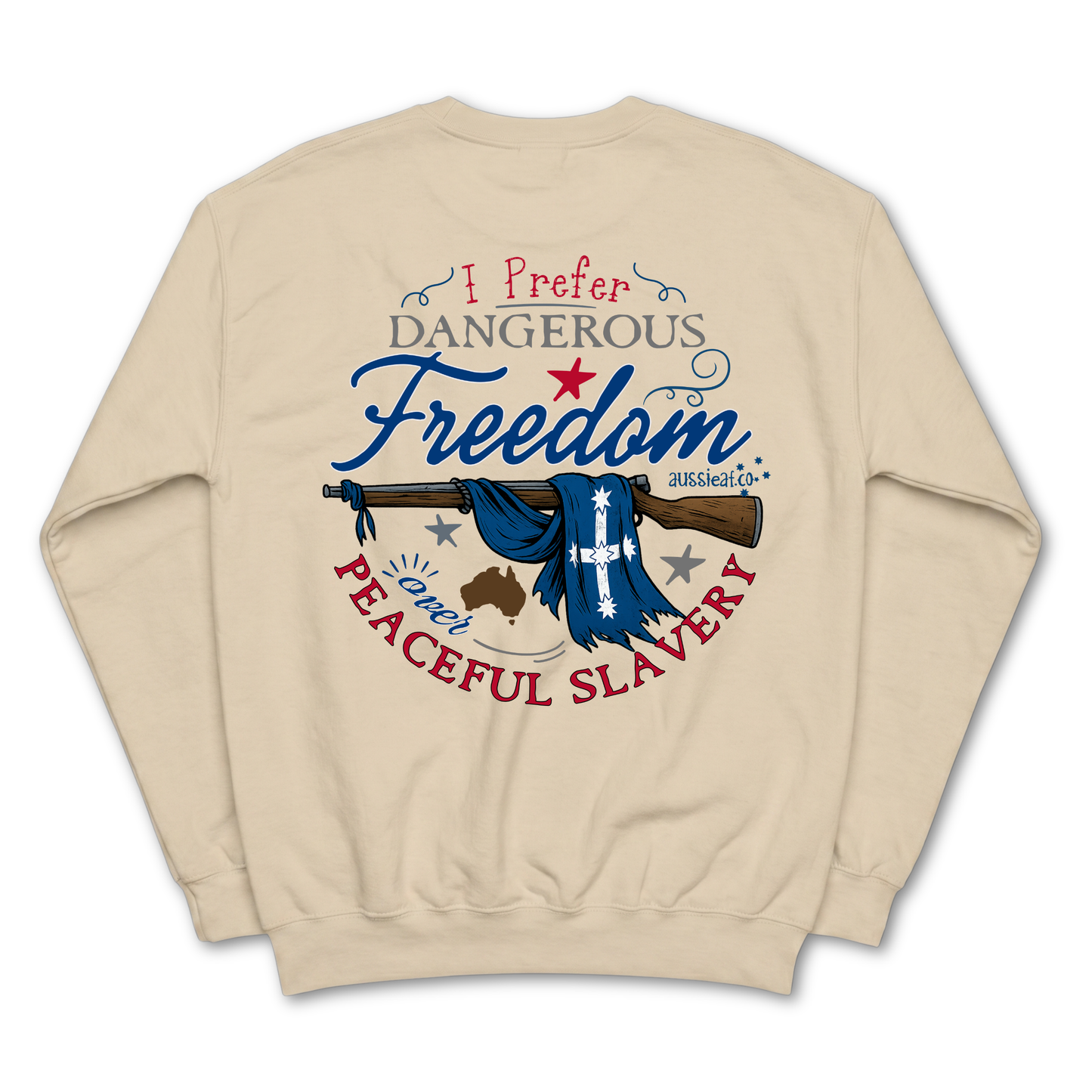 I Prefer Dangerous Freedom Over Peaceful Slavery Patriotic Eureka Flag Rifle Design