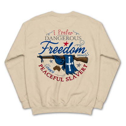 I Prefer Dangerous Freedom Over Peaceful Slavery Patriotic Eureka Flag Rifle Design