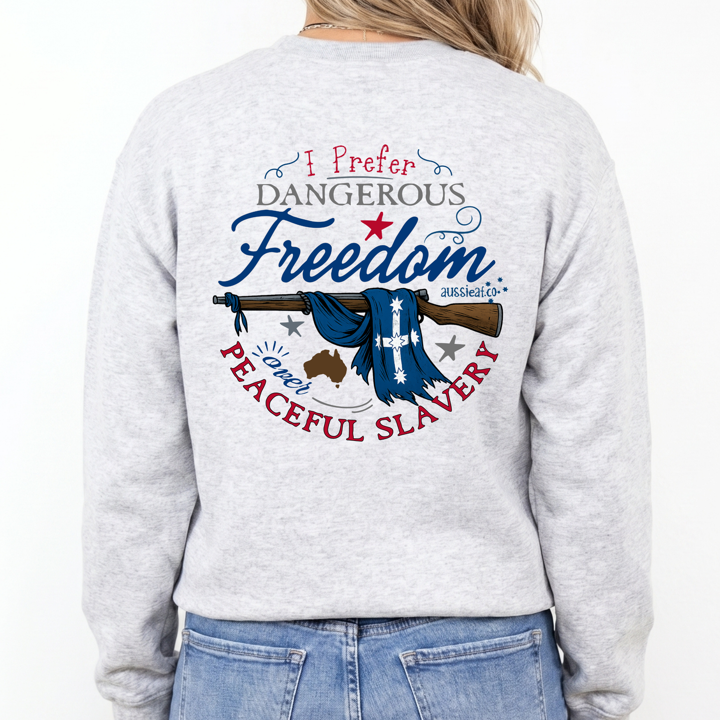 I Prefer Dangerous Freedom Over Peaceful Slavery Patriotic Eureka Flag Rifle Design