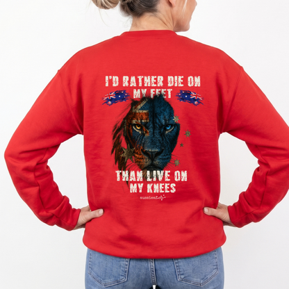 I'd Rather Die on My Feet Than Live On My Knees Jumper Australian Lion Design