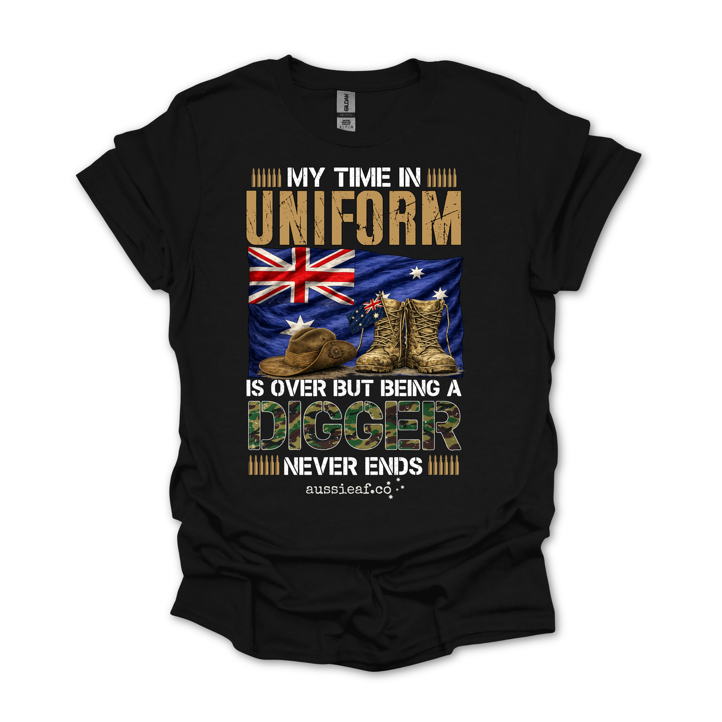 My Time in Uniform Is Over - Aussie Veteran Australian Flag Unisex FRONT Print Shirt