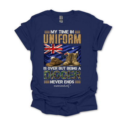 My Time in Uniform Is Over - Aussie Veteran Australian Flag Unisex FRONT Print Shirt