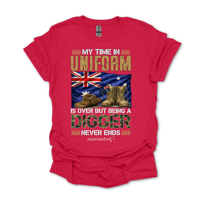 My Time in Uniform Is Over - Aussie Veteran Australian Flag Unisex FRONT Print Shirt