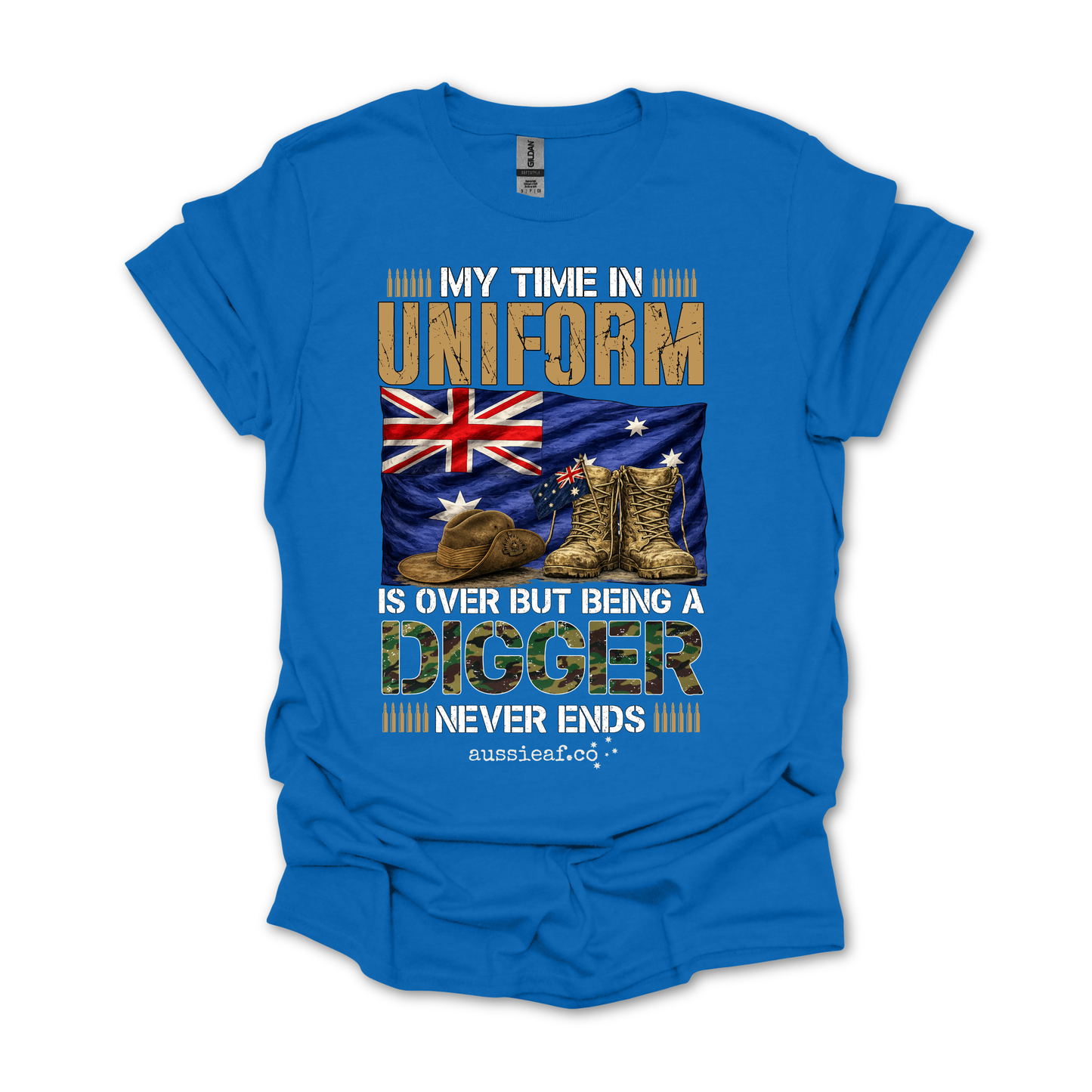 My Time in Uniform Is Over - Aussie Veteran Australian Flag Unisex FRONT Print Shirt