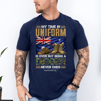 My Time in Uniform Is Over - Aussie Veteran Australian Flag Unisex FRONT Print Shirt