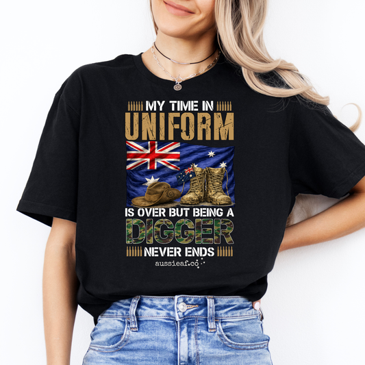 My Time in Uniform Is Over - Aussie Veteran Australian Flag Unisex FRONT Print Shirt