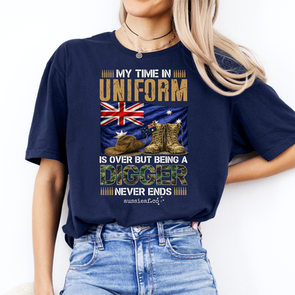 My Time in Uniform Is Over - Aussie Veteran Australian Flag Unisex FRONT Print Shirt