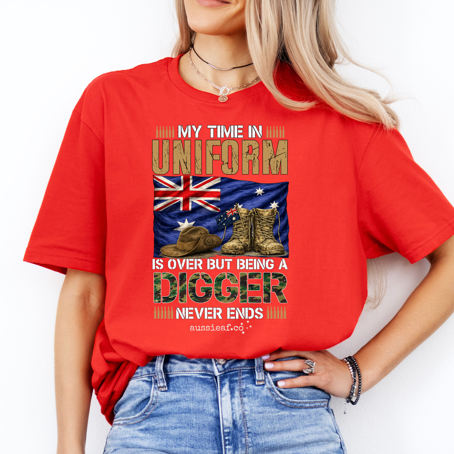 My Time in Uniform Is Over - Aussie Veteran Australian Flag Unisex FRONT Print Shirt