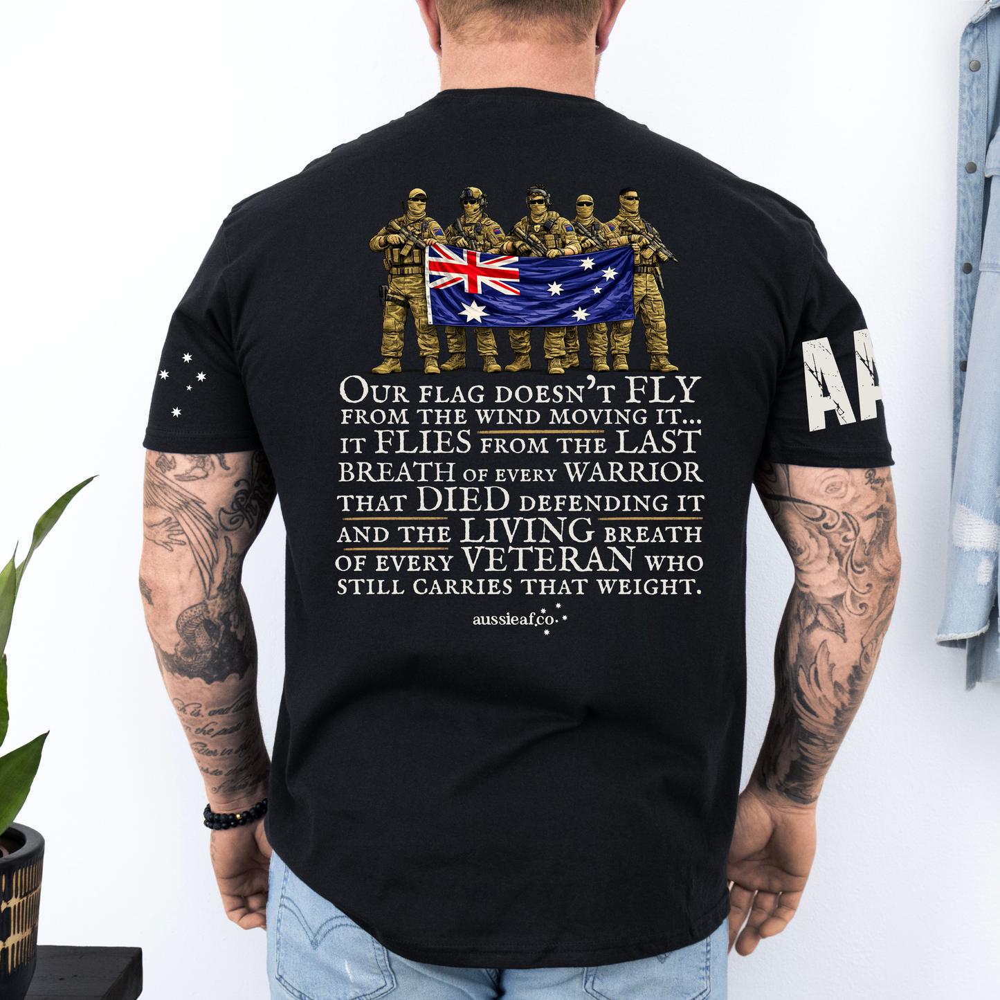 Our Warriors Australian Flag Unisex T-Shirt with Sleeve Printing