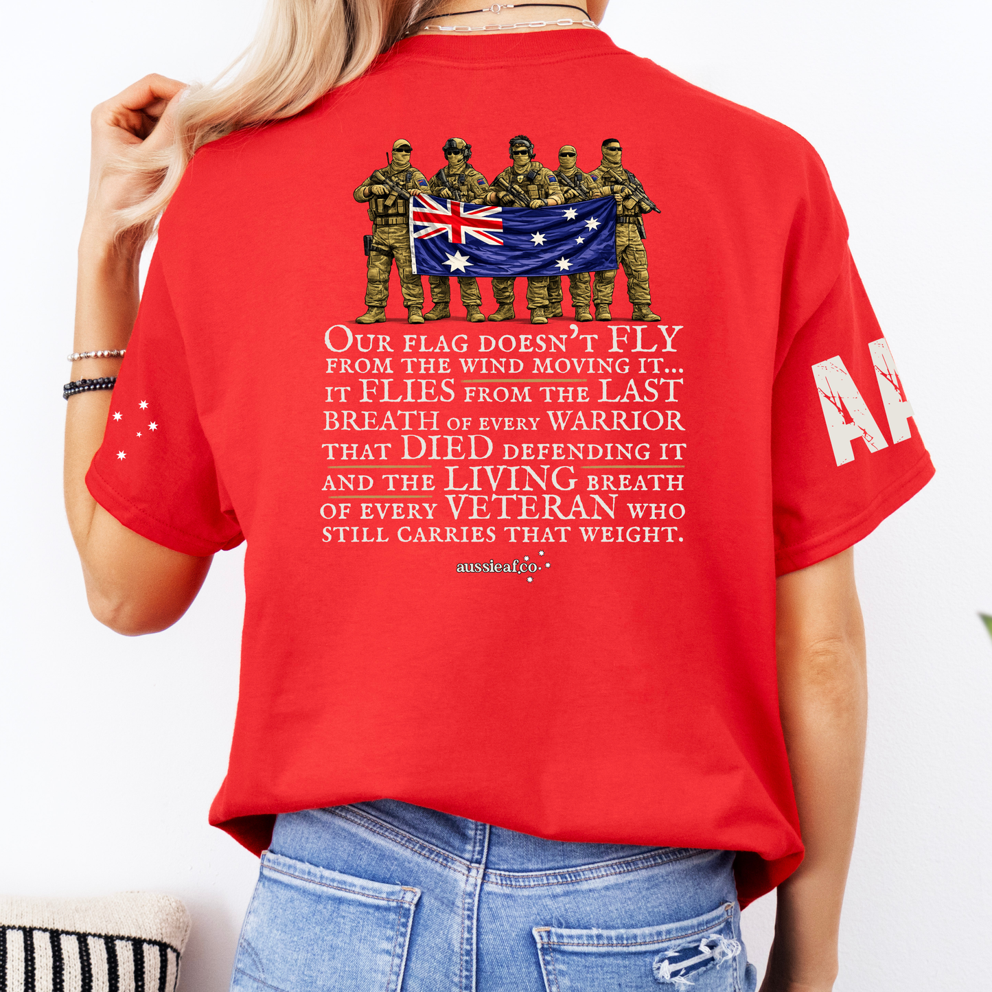 Our Warriors Australian Flag Unisex T-Shirt with Sleeve Printing