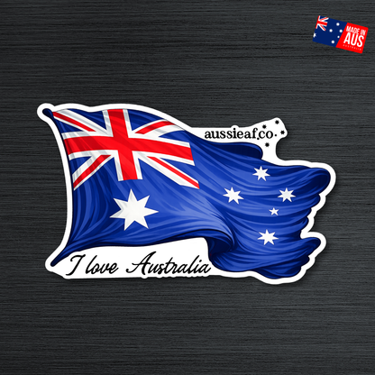 I Love Australia, Australian Flag UV Vinyl Bumper Sticker [Limited Edition]