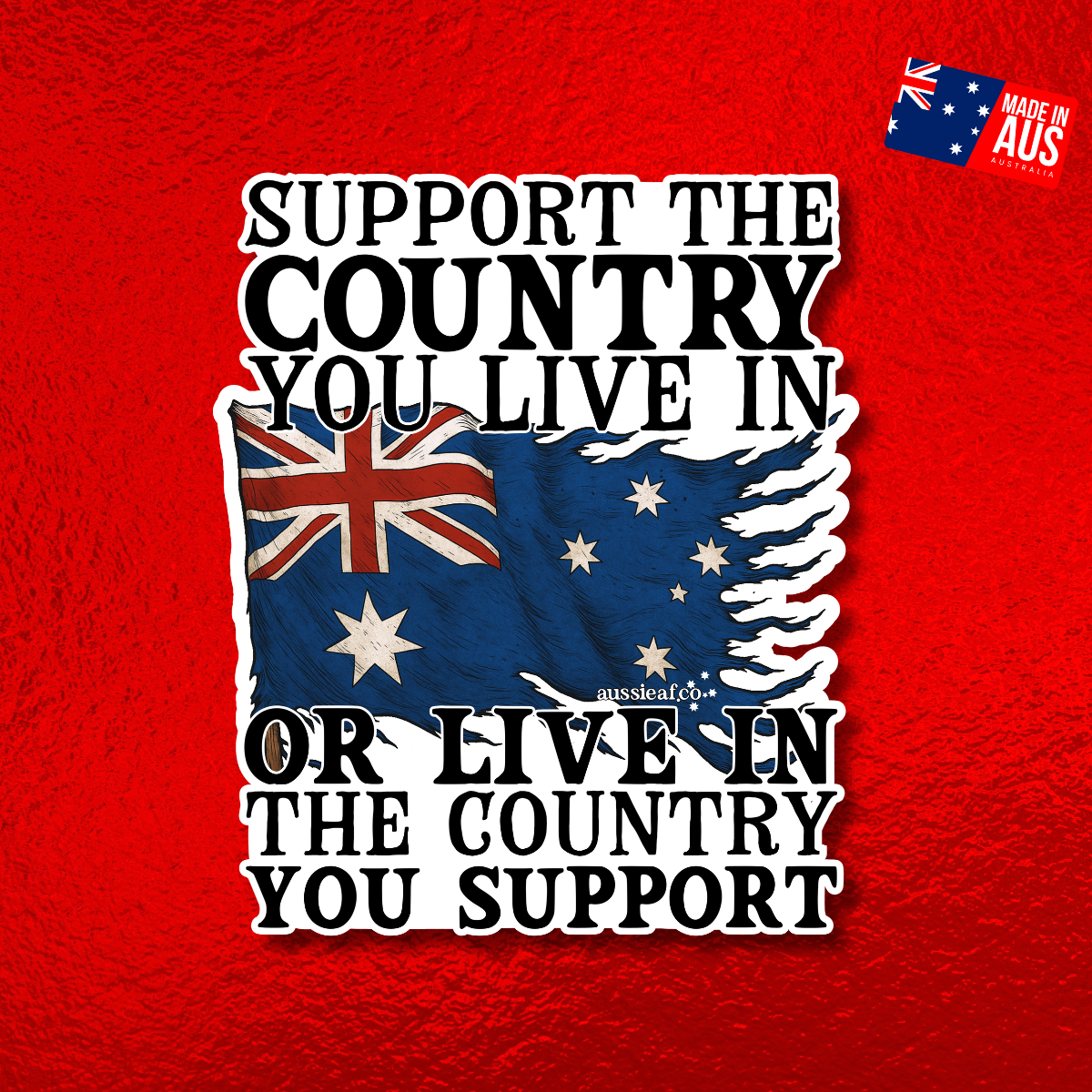 Support the Country V2 Australian Flag UV Vinyl Bumper Sticker