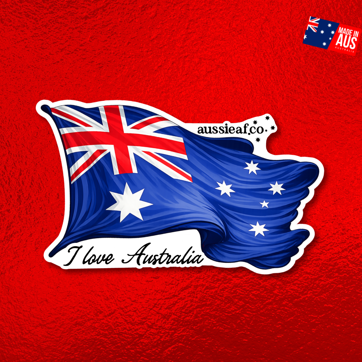 I Love Australia, Australian Flag UV Vinyl Bumper Sticker [Limited Edition]