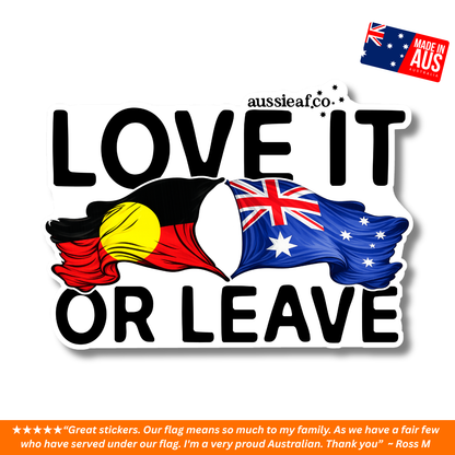 Love It or Leave ABO/AUS Flags UV Vinyl Bumper Sticker [Limited Edition]