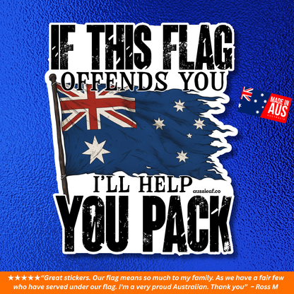 If This Flag Offends, I'll Help You Pack V2 Australian Flag UV Vinyl Bumper Sticker