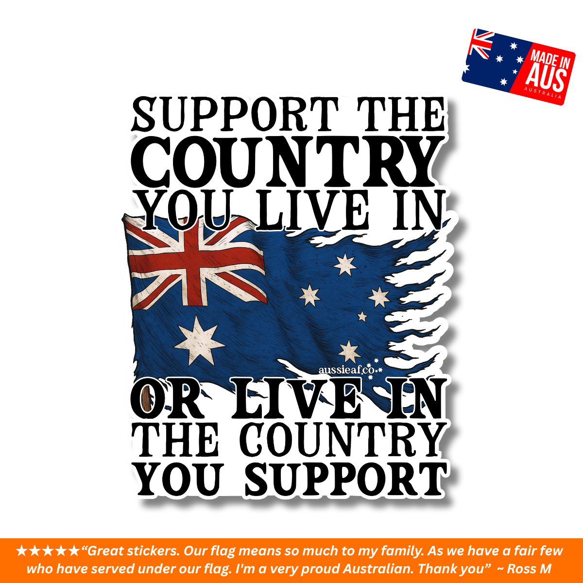 Support the Country V2 Australian Flag UV Vinyl Bumper Sticker