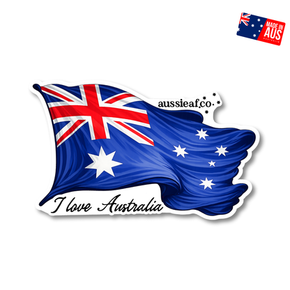 I Love Australia, Australian Flag UV Vinyl Bumper Sticker [Limited Edition]
