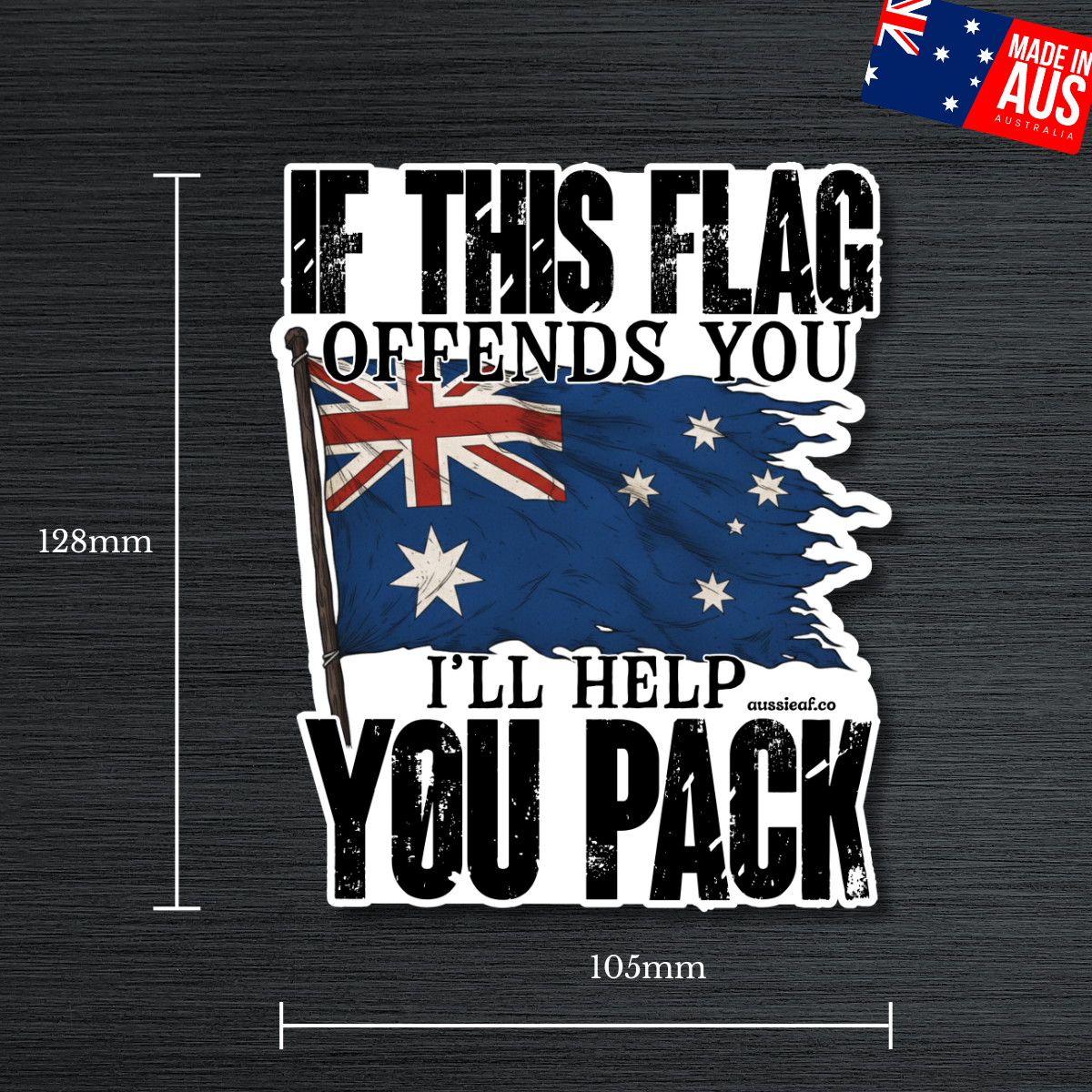 If This Flag Offends, I'll Help You Pack V2 Australian Flag UV Vinyl Bumper Sticker