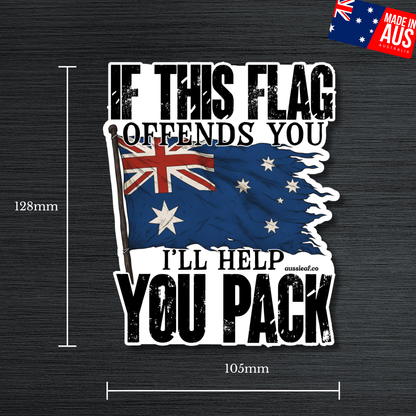 If This Flag Offends, I'll Help You Pack V2 Australian Flag UV Vinyl Bumper Sticker