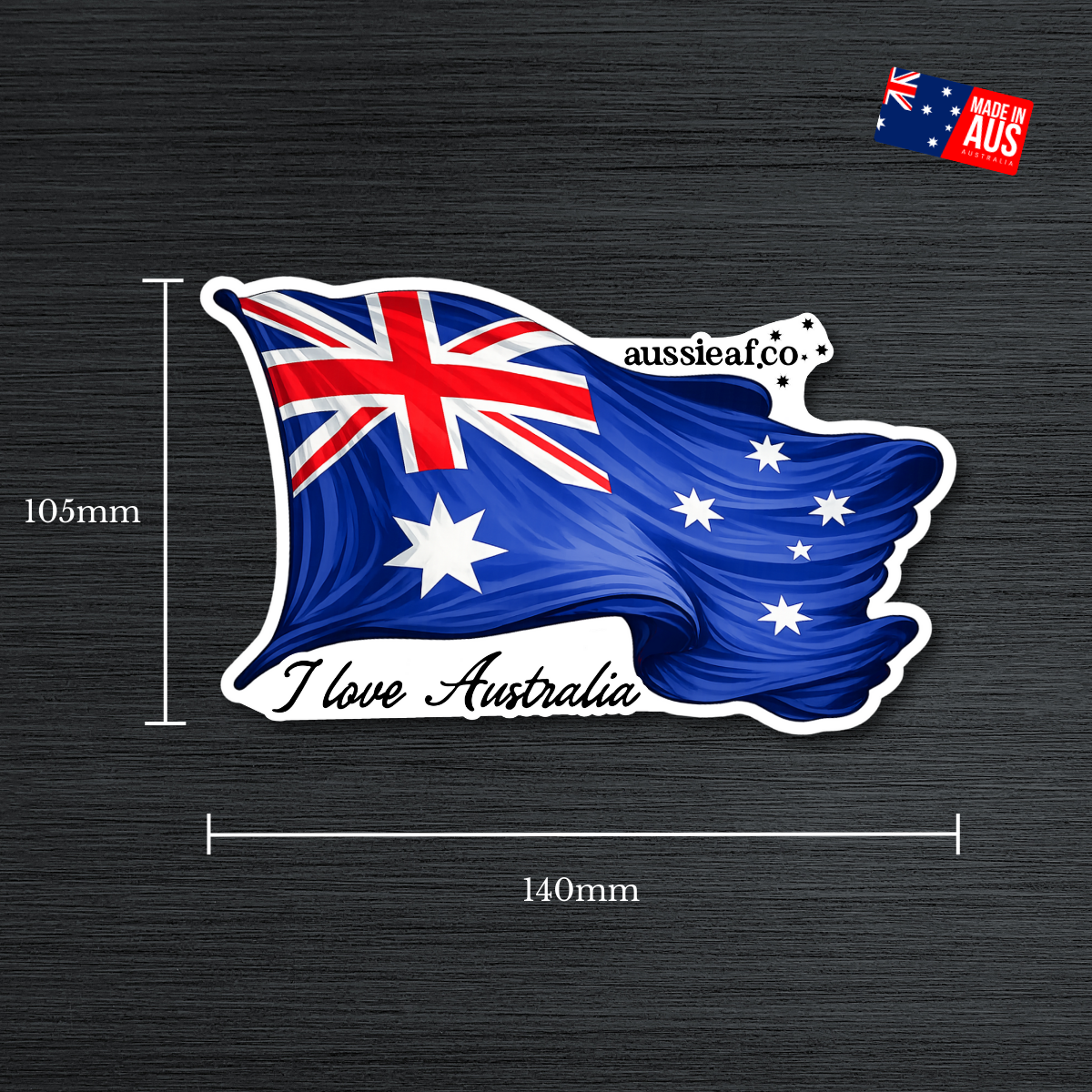 I Love Australia, Australian Flag UV Vinyl Bumper Sticker [Limited Edition]