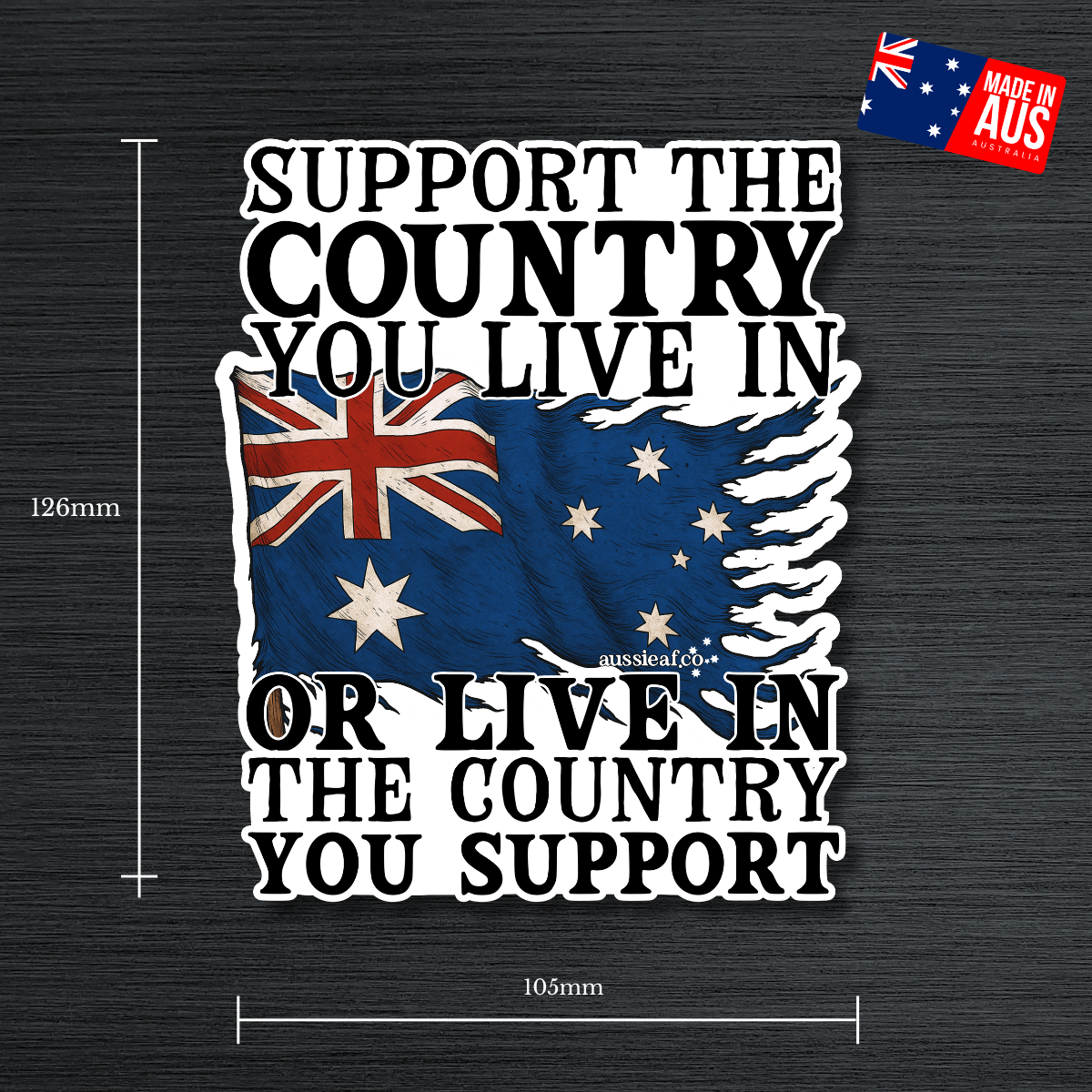 Support the Country V2 Australian Flag UV Vinyl Bumper Sticker