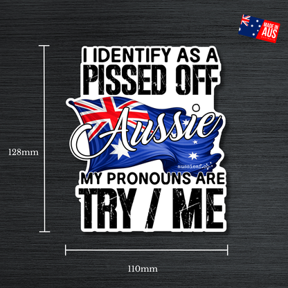My Pronouns Are Try Me - Australian Flag UV Vinyl Bumper Sticker [Limited Edition]