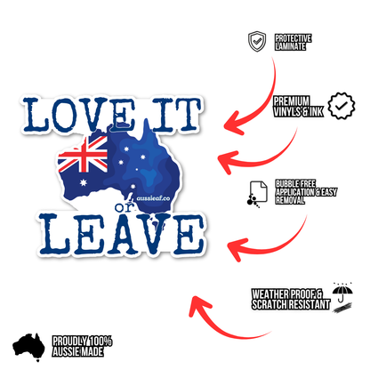 Love It or Leave Australian Flag UV Vinyl Bumper Sticker